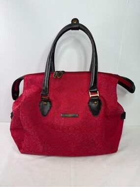 Laura Ashley Red Jacquard Carpet Bag Style Tote Bag